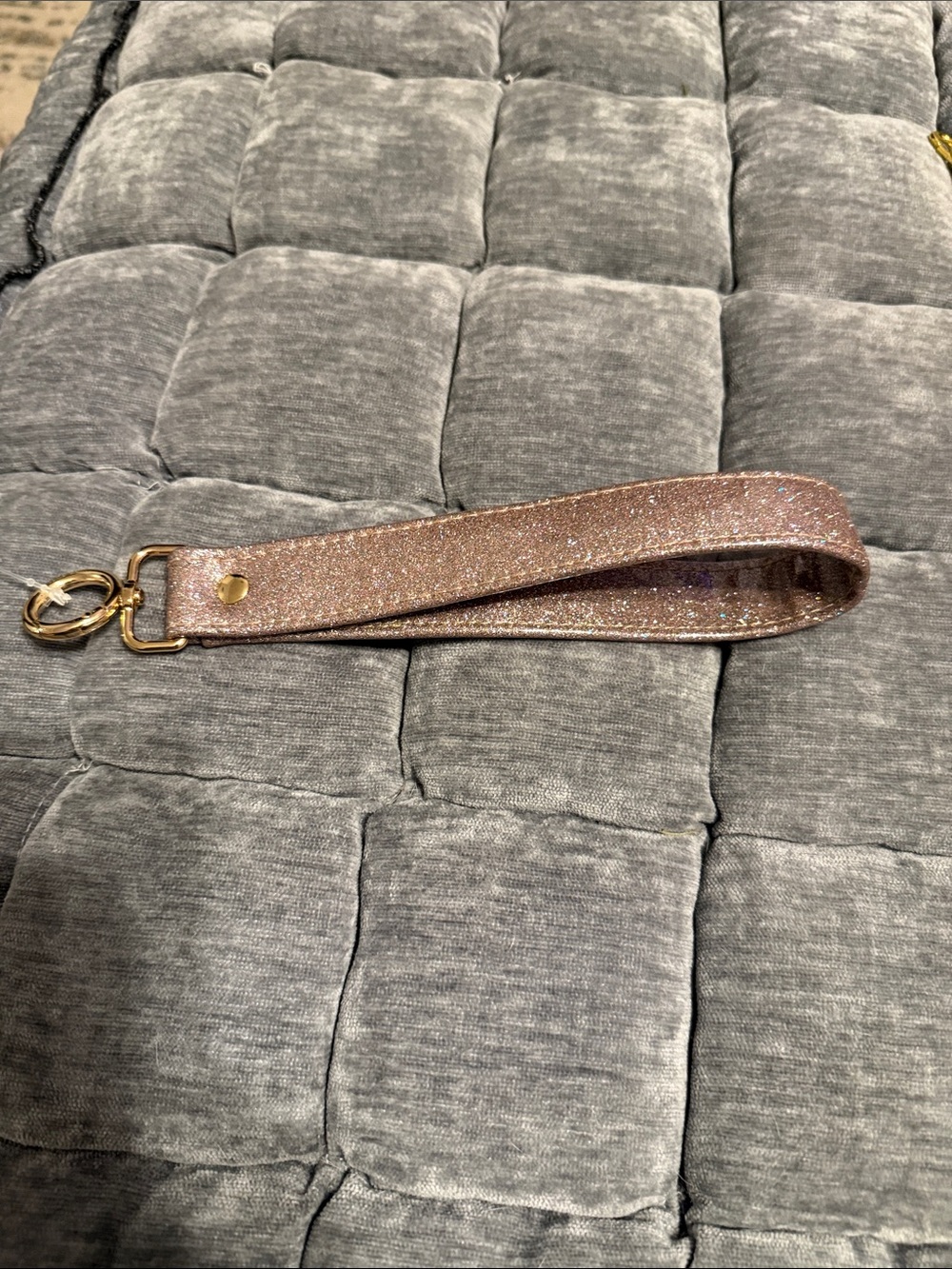 Makeup Junkie Rose Gold Glitter Wristlet Strap